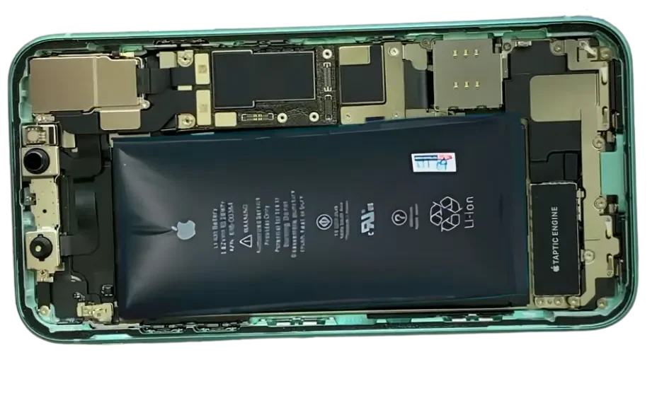 Bateria muito inchada do iPhone 11 e danificou a tela com a pressão. Atendimento a domicílio realizado em BH com troca da tela e bateria agendados no bairro Carlos Prates.