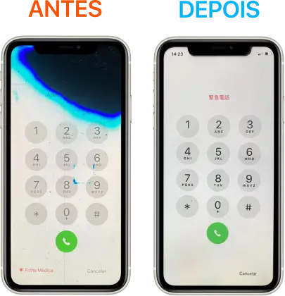 Solução com atendimento a domicílio para tela do iPhone 11 vazando o "LCD" e apagando a imagem, mancha preta com bordas azuladas se propagando e cubrindo a tela no bairro Planalto.