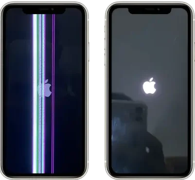 iPhone 11 com flex danificado, substituição de tela danificada realizada no bairro Sion em BH sem taxa de deslocamento e película de vidro de brinde no bairro Prado.