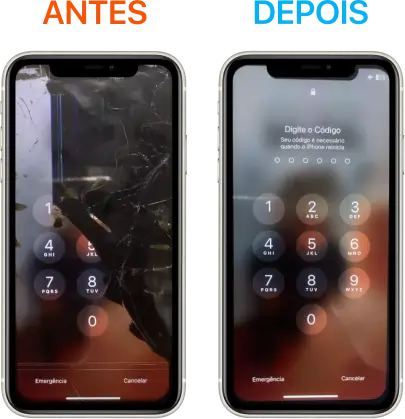 Troca da tela do iPhone 11 Pro Max a domicílio aqui em BH, Telefone caiu e mais da metade da tela ficou preto, após a troca o resultado incrível lado a lado no bairro Serra.