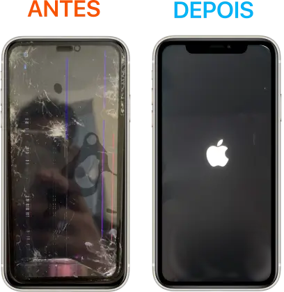 Restauração do iPhone 12, tela completamente quebrada, sem imagem e distorcida. A melhor solução, tela substituída com a película de vidro de brinde no bairro Sion.